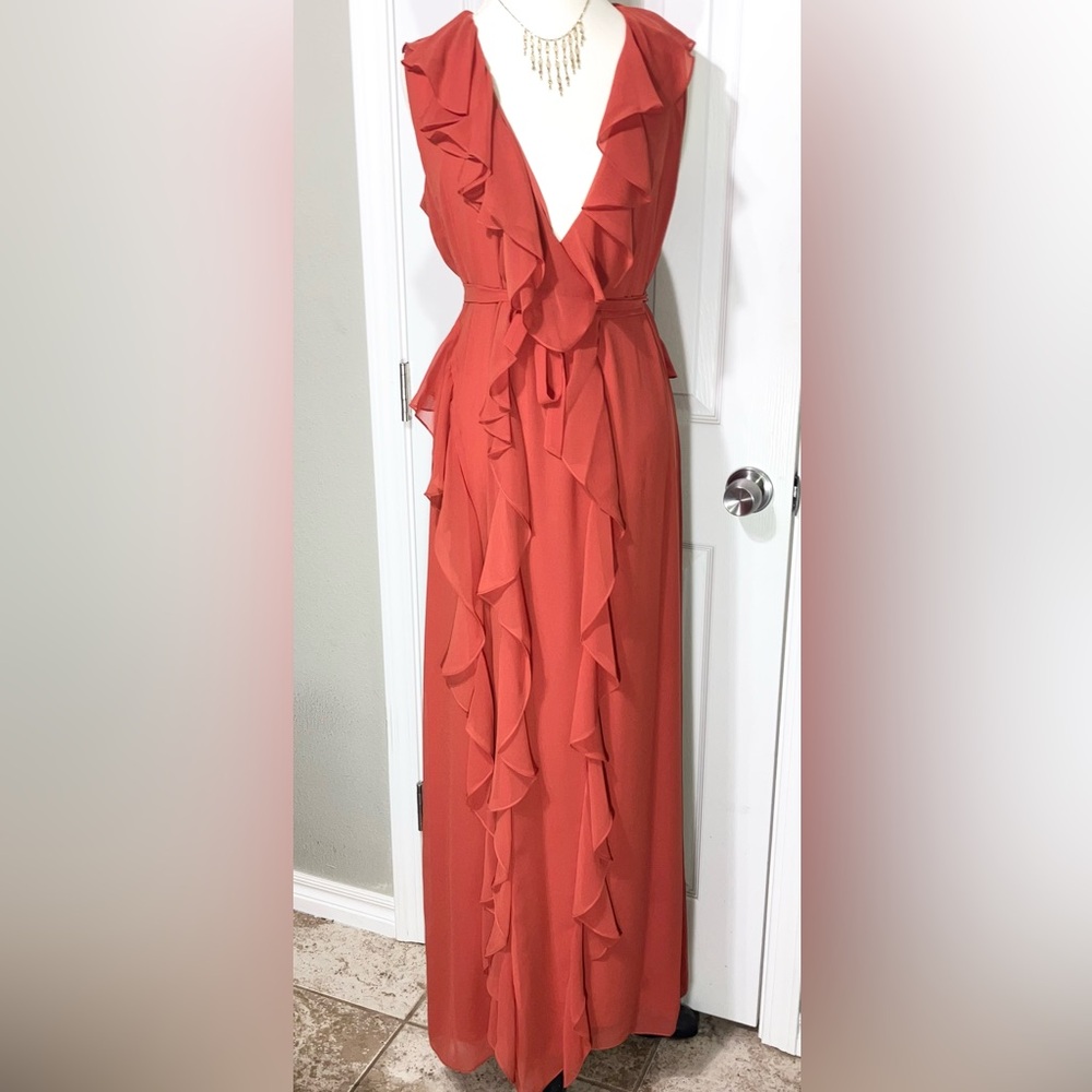 NWT DVF Red Maxi Wrap Around & Tie in Front - size Small
